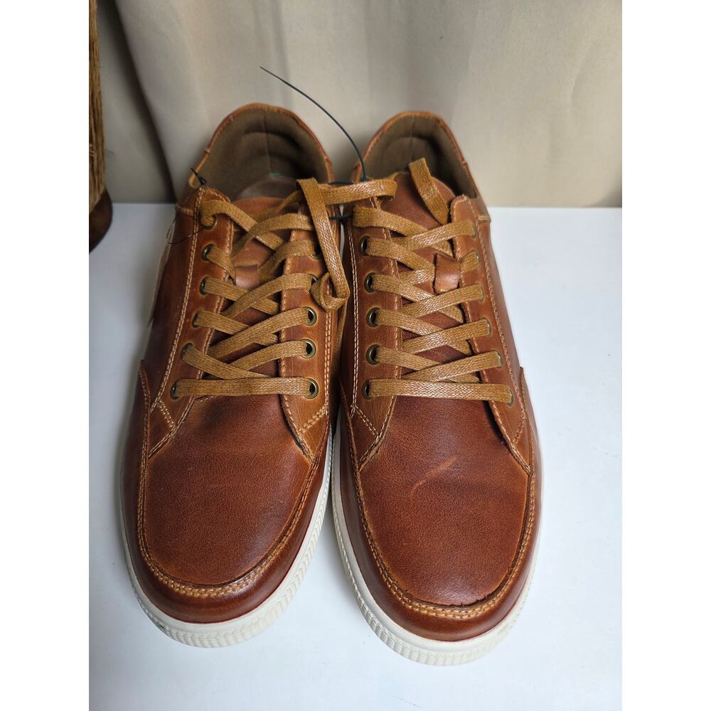 Jonsen Milan Brown Leather Lace Up Memory Foam Sneaker Casual Shoes Mens Size 13 - Picture 2 of 7